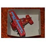 Vtg MS011 Tin Litho Training Plane Toy 4w Red