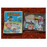 Vtg Tin Litho Toy Clockwork Ice Cream Vendor 3.75'