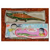 Vtg Beijing Toy Co Tin Litho Inertia Crocodile 9'