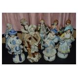 (9) Vtg Porcelain Figures Up to 8.75' Tall -1 Lady