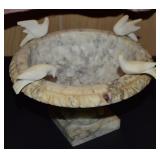 Vtg Italian Carved Marble Bird Bath w/ 4 Birds 8.5