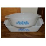 (2) Vtg Fire King Blue Cornflower Baking Dishes