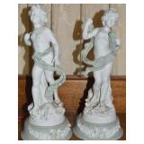 Pair Vtg Jasperware-style Bisque Porcelain Psyche