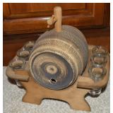 Vintage Ceramic Whiskey Barrel w/ Wooden Rack