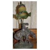 Vintage Resin End of the Trail w/ Glass Shade
