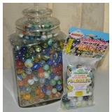 Large 10't Lidded Glass Canister Full of Marbles +