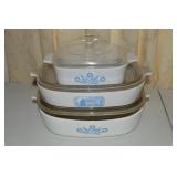 (3) Vtg Corningware Baking Dishes w/ Lids incl