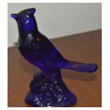 Vtg Mosser Cobalt Blue Art Glass Bird Figure 5.25t