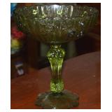 Vtg Fenton Colonial Green Glass Cabbage Rose