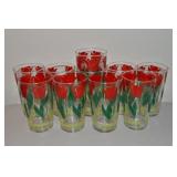 (10) Vtg Red Tulip Swanky Swig Juice Tumblers