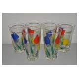 (6) Vintage Handpainted Tulip Glasses 5.5' tall