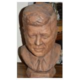 Vintage Handpainted Ceramic JFK Bust 13.5't