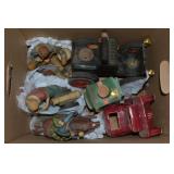 Box with (5) Jim Beam Decanters + Vintage Red