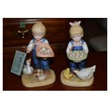 Pair Vintage Denim Days Porcelain Figures