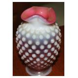 Vtg Fenton Cranberry Opalescent Hobnail Art Glass