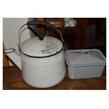 (2) Vintage Enamelware Pcs w/ Kettle & Fridge