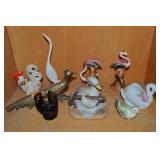Lot of Vintage Bird Figures w/ Brass Peacock,