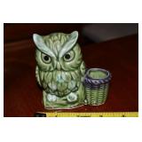 Vintage Japan Ceramic Wise Owl Toothpick Holder