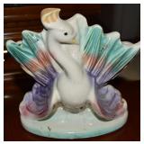 1950's Ceramic Peacock Planter 7.75' wide