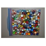 Quart Size Ziploc Bag of Antique/Vintage Marbles