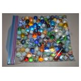 Quart Size Ziploc Bag of Antique/Vintage Marbles
