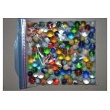 Quart Size Ziploc Bag of Antique/Vintage Marbles