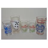 (5) Vintage Glasses: Budweiser Straight & Gambles
