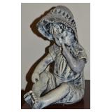 Vintage Mexico Handpainted Ceramic Bonnet Girl