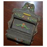 Vintage Wilton Cast Iron Wall Mount Match Safe