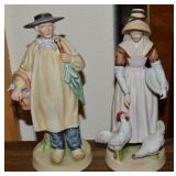 Vtg Pair Andrea by Sadek Porcelain Man w/ Bird