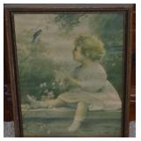 Antique Framed Fine Art Litho The Song of the Blue
