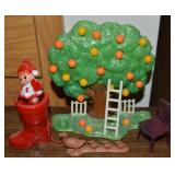 (4) Vintage Plastic Toys w/ Rosbro Santa Claus
