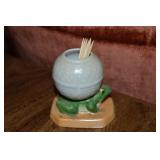 Vtg Japan Lustreware Ceramic Frog Toothpick