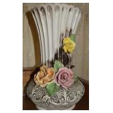 Vtg Italian Capodimonte Ceramic Applied Flowers