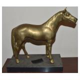 Hollowed Brass on Marble Base Horse Statue