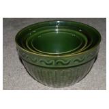 4pc Real Home Green Patterned Stoneware Nesting