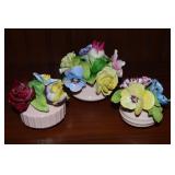 (3) Staffordshire Bone China Floral Bouquets