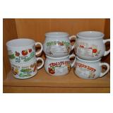 (6) Vintage Japan Ceramic Soups Mugs w/Veggies