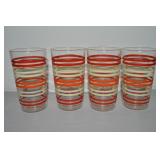 (4) Vtg Multicolor Striped Tumblers 4.75' tall