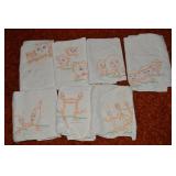 (7) Vtg Embroidered Anthropomorphic Kitchen Items