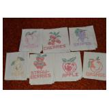 (7) Vtg Embroidered Fruit Motif Tea Towels Set