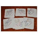 (6) Vtg Embroidered Days of the Week Cat & Dog