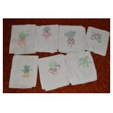 (7) Vtg Embroidered Veggies Tea Towels Set