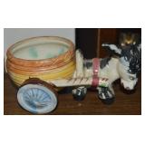 Vtg Occupied Japan Ceramic Donkey & Cart Planter