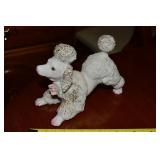 Vintage Ceramic Textured & Gilt Poodle Dog Figure