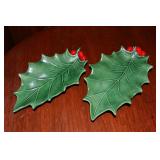 (2) Vintage Handpainted Ceramic Holly Berry