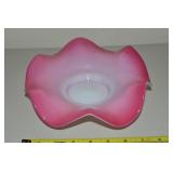 Antique Peachblow Glass Bride's Bowl 8.5w 3 1/8'