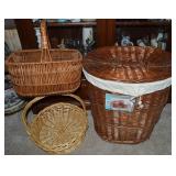 (3) Woven Baskets incl: Willow Laundry Basket