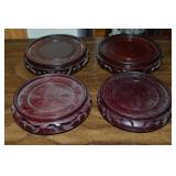 (4) Vintage Chinese Hardwood Round Display Stands