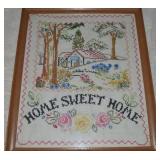 Vintage Home Sweet Home Sampler Framed 16x13.5